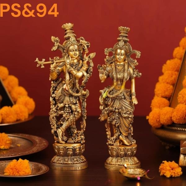 Radha Krishna Brass Idol (Pair) (Approx. 7–8 kg)