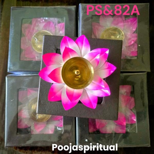Brass Lotus Lamp Set(Pink color)