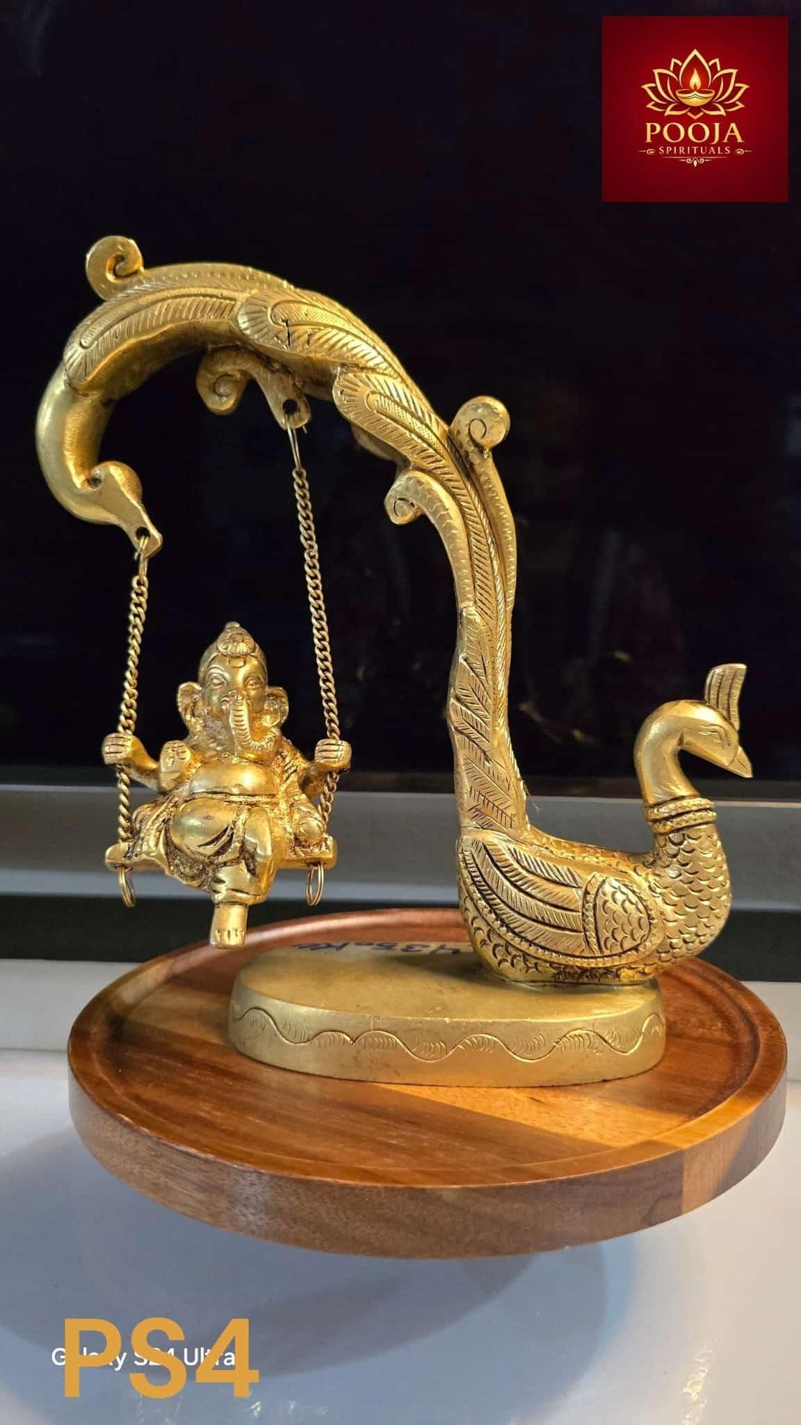 Premium Brass Ganesha on Trumpet Swing