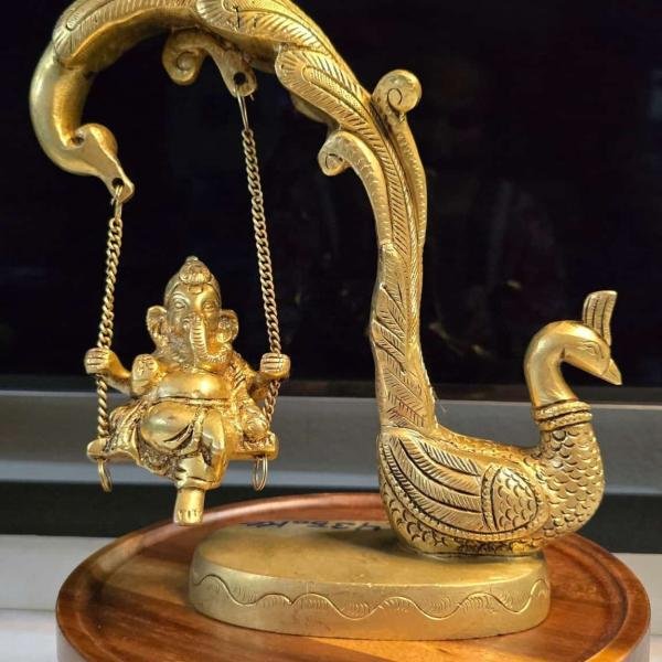 Premium Brass Ganesha on Peacock Swing